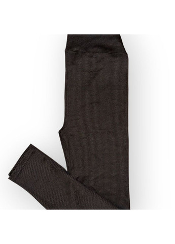 Жіночі лосини еластичні в рубчик з високим широким поясом без утеплення демісезон 99-101см чорні No Brand (318450649)