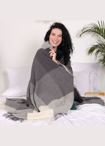 Плед Мериносовый Клетка бел-св.сер-тем.сер 140 x 200 см Love You 4502 (315690570)