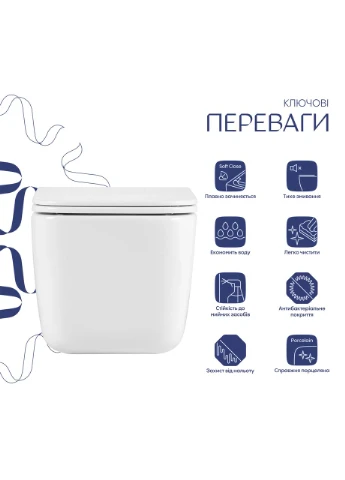 Унітаз підвісний Gemini Ultra Quiet 485×340×350 мм, White, із сидінням Slim Duroplast/Soft-close/Quick Release Qtap (395712916)