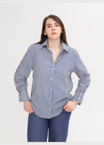 Сорочка жіноча синя з білим смугаста бавовняна пряма MDG Пряма (293971918)