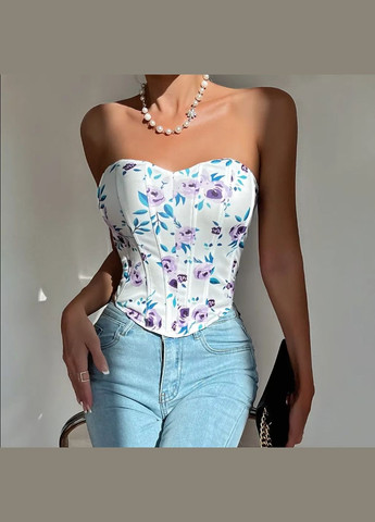 Сексуальний легкий корсет із квітами /фіолетовий (КОРС-ТОП-КВІТ-БІЛ-ФІО) Vakko (334098104)