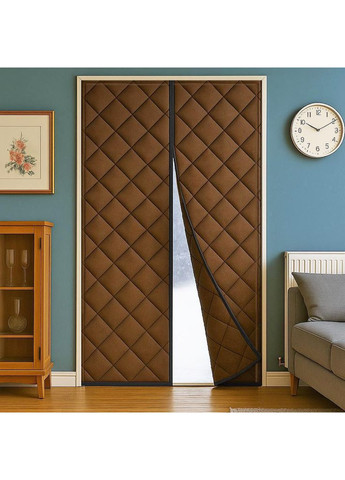 Теплі штори на дверях (на магнітах) Коричневі P 100*215 см No Brand (368294676)