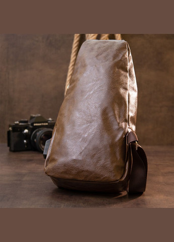 Сумка крос боді з емблемою зі шкірозамінника 20569 Коричнева Vintage (308061388)