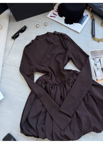 Коричнева сукня в рубчик Fashion