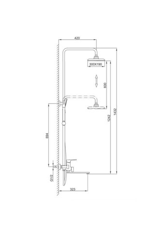 Душевая система F2471-6, излив - переключатель на лейку, 3-функции Frap (372994947)