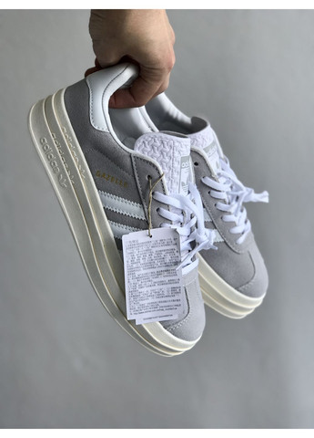 Кросівки жіночі Adidas Gazelle Bold Platform Grey White | Адідас Газель сірі No Brand сірі демісезони (363296040)