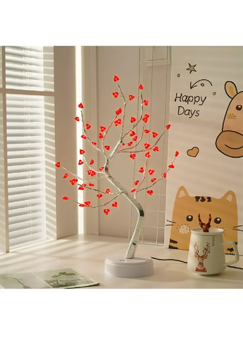 Настільний нічник у вигляді дерева з теплим білим світлом роботою від USB батарейок 50 см (480426-Prob) Бонсай із серцями Unbranded (335206753)