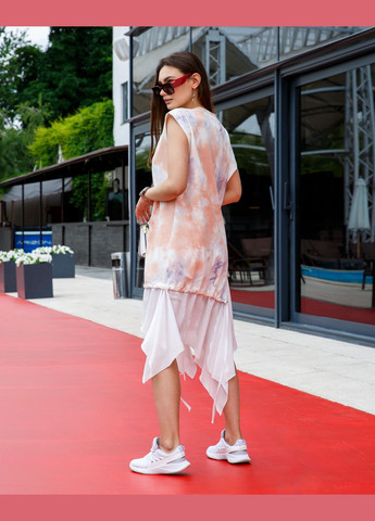 Молочна спортивна плаття-туніка з ассиметрична з персиковим візерунком InRed з абстрактним візерунком