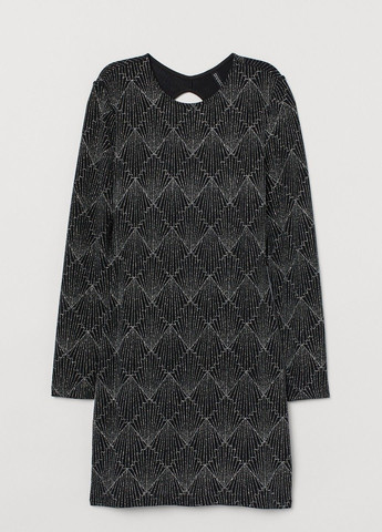 Черное коктейльное платье H&M с геометрическим узором