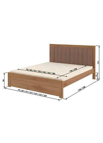 Односпальная деревянная кровать Торонто Т6/Аляска 23 (бежевый) 80х200 см (MBG-9528) Mebigrand (366088123)