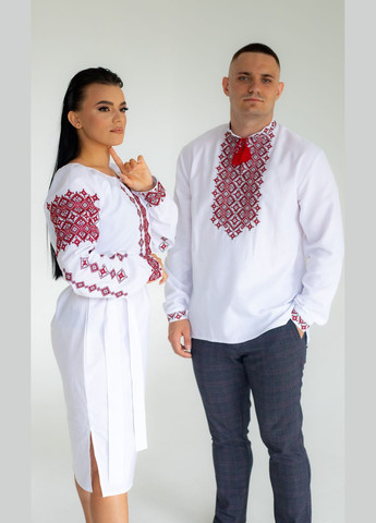 Белая мужская вышиванка vishivano4ka узор геометрический прямой хлопок (308385997)