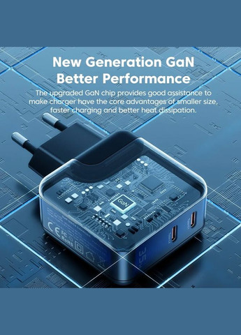 Мережевий зарядний пристрій GaN 35W 2Type-C Black Toocki (300523969)