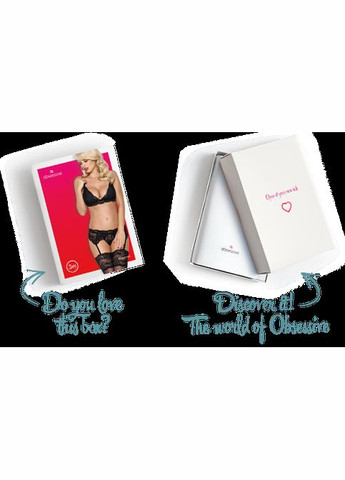 Черный демисезонный кружевной комплект белья 810-seg-1 black, бюстгальтер, стринги, пояс для чулок Obsessive