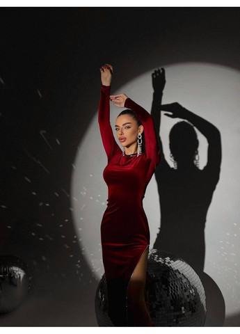 Бордова повсякденний, коктейльна, вечірня жіноча сукня силуетна No Brand однотонна