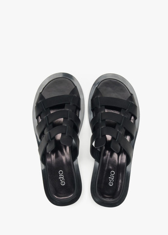 Черные шлепанцы, цвет черный Estro