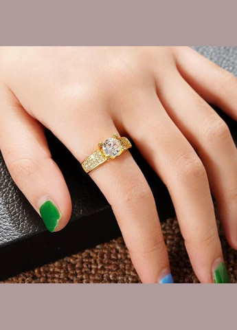 Кольцо женское блестящее обручальное колечко покрытое белыми кубическими цирконами золотистое р 18 Fashion Jewelry (285110661)