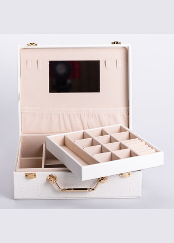 Скринька для прикрас з еко шкіри 2 яруси із дзеркалом органайзер для ювелірних виробів HP-5-15W Yiwu (325922722)