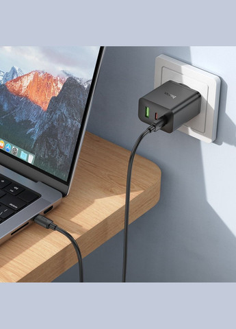 Зарядное устройство N50 Fast Charger PD 45W / 2х Type-C / 1x USB - Black Hoco (343052382)