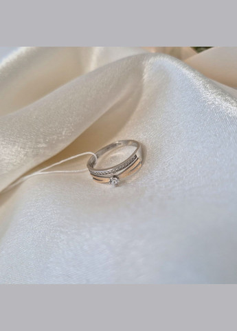 Сребряное кольцо Дорожка с золотой пластиной с Белыми Камнями.0 размер серебро 925 пробы золото 375 1677к No Brand (329189908)