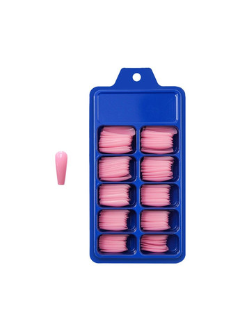 Накладні нігті балерина довгі однотонні BLC005 Рожевий 100 шт (A9951) Nails (308864049)