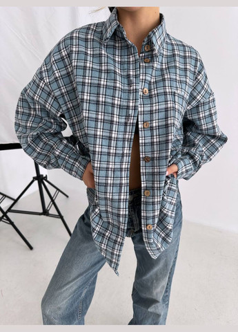 Голубой рубашка в клетку No Brand