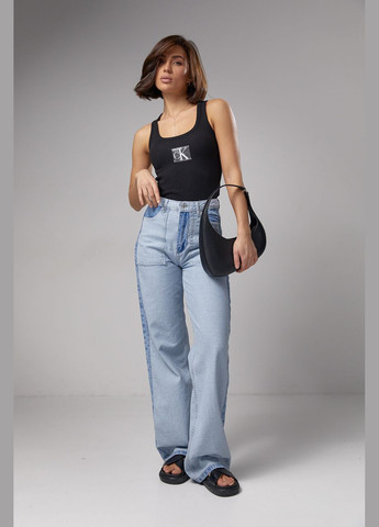 Женская майка в рубчик с пайетками и вышивкой CK Liton — 296469674