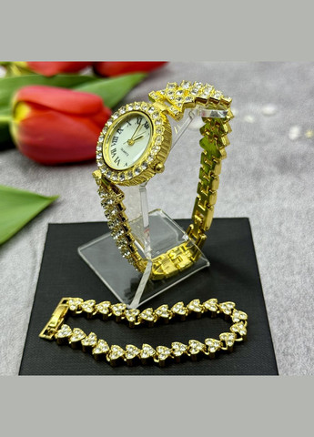 Набір золотого кольору: браслет та годинник (100730) No Brand (339625232)