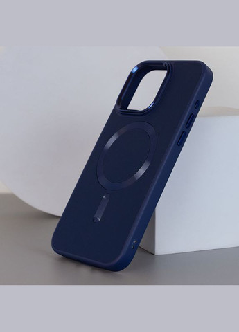 Шкіряний чохол Bonbon Leather Metal Style with MagSafe для Apple (6.7") Синій| Navy blue Epik iPhone 15 Pro Max (300095994)