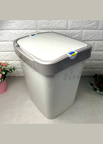 Мусорное ведро 25 л с плоской крышкой Белая роза/Какао Алеана (364195629)