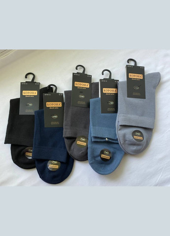 Комбинированные 5 пар ассорти набор носков мужских высоких дикий шелк 41-47 Корона однотонные (335821489)