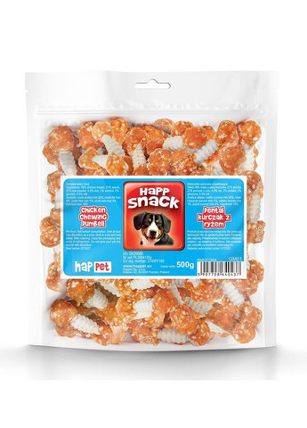 Дентальні ласощі для собак Snack гантельки з куркою та рисом 5 см 500 г (GM01) (5907708640437) Happet (354702668)