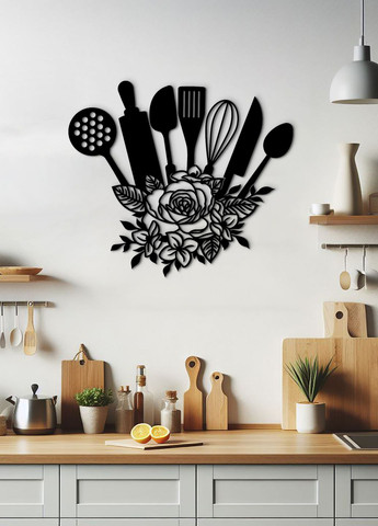 Декор в комнату, интерьерная картина на стену "Набор столовых приборов", стиль минимализм 40х45 см Woodyard (291882725)