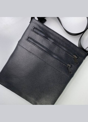 Чоловіча сумка через плече з натуральної шкіри містка планшетка, чорна No Brand (354721972)