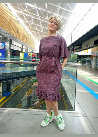 Темно-коричнева кежуал літнє плаття з поясом 2 Льва