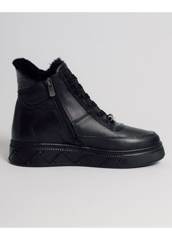 Зимние ботинки зимние с мехом черные кожа Krula