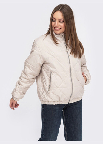 Бежевая демисезонная демисезонная короткая куртка без капюшона бежевая Dressa