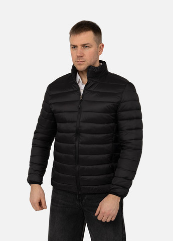 Чорна демісезонна куртка коротка чоловіча колір чорний цб-00266817 EFKS