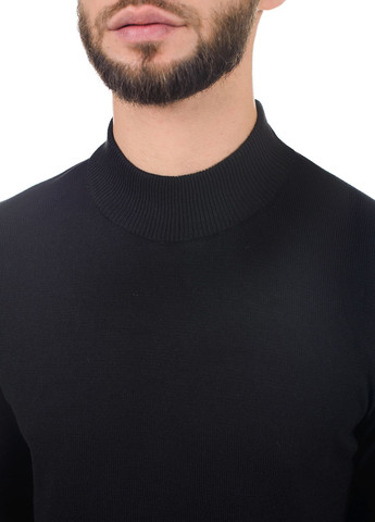 Черный мужской тонкий свитер "стойка" SVTR