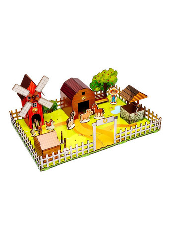 Конструктор Puz-00957 "Веселий фермер" 3D, дерев'яний, в коробці р.59х40х25 см PuzzleOK (362490317)
