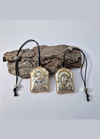 Автомобильная двухсторонняя икона ладанка Семистрельная Казанская Богородица Серебро 925 пробы Позолота No Brand (306741559)
