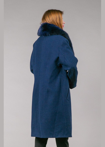 Темно-синє зимнє Пальто з ангори двобортне Chicly Furs