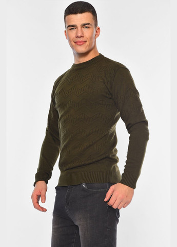 Темно-зеленый демисезонный свитер мужской однотонный тёмно-зеленого цвета пуловер Let's Shop