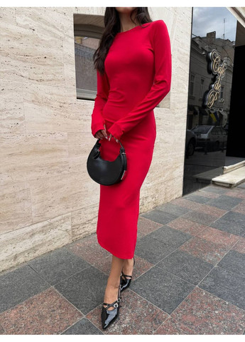 Червона повсякденний, ділова, кежуал сукня жіноча міді силуетна Style Point однотонна