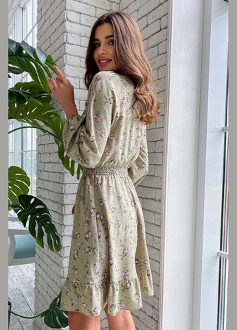 Зеленое повседневный, кэжуал платье с пышной юбкой Seventeen с цветочным принтом