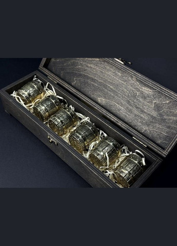 Стопки бронзовые перевертыши Люкс Бочка 6 шт 30 мл 48440009 в деревянном кейсе NB Art (346152106)