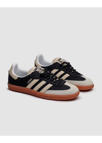 Чорні Осінні кросівки чоловічі adidas samba og black wonder white адідас самба No Brand
