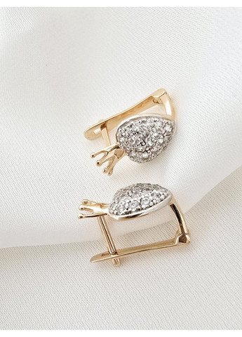 Золотые детские серьги «Сердце с короной» Харьковская ювелирная фабрика 700230-1с Харківська ювелірна фабрика (355795819)