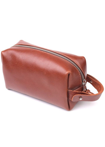 Мужская косметичка среднего размера из гладкой кожи на молнии Сердце 16765 Светло-коричневая Grande Pelle (366881251)