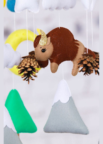 Дитячий музичний мобіль на ліжечко для немовлят WooolyWool «Бізон» з 35 мелодіями (М018) No Brand (342757879)