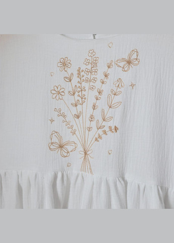 Белое детское длинное праздничное платье с вышивкой "хлоя" из муслина для девочки No Brand (333034960)